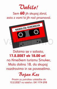 Vabila za rojstni dan 60 let - komplet 10 vabil + kuverte - 632