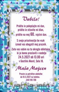Vabila za rojstni dan 60 let - komplet 10 vabil + kuverte - 633