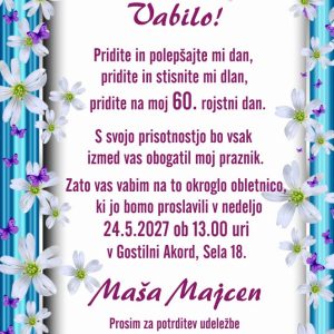 Vabila za rojstni dan 60 let - komplet 10 vabil + kuverte - 633