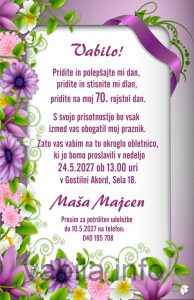 Vabila za rojstni dan 70 let - komplet 10 vabil + kuverte - 634