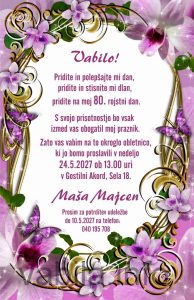 Vabila za rojstni dan 80 let - komplet 10 vabil + kuverte - 635