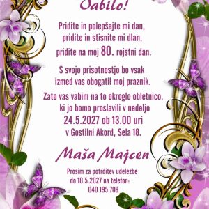 Vabila za rojstni dan 80 let - komplet 10 vabil + kuverte - 635