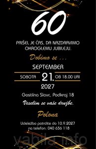 Vabila za rojstni dan 60 let - komplet 10 vabil + kuverte - 637