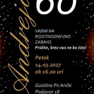Vabila za rojstni dan 60 let - komplet 10 vabil + kuverte - 639